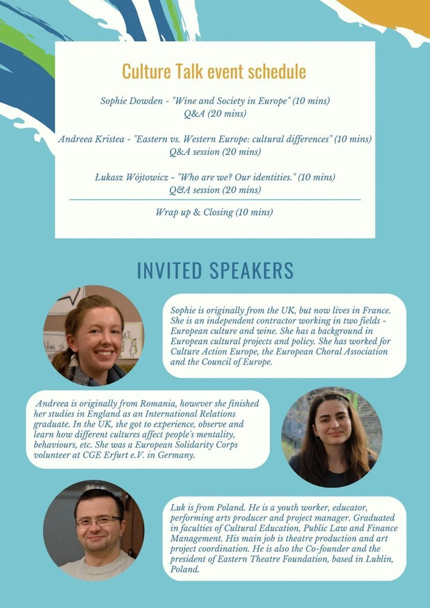 1th Cultural Talk archived speaker poster