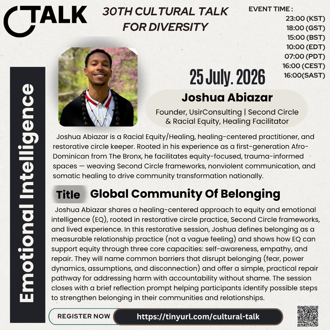 Joshua Abiazar speaker poster for the 30th Cultural Talk